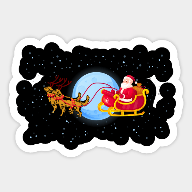 Santa Riding Golden Retriever Reindeer Sticker by Skylane